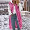 Cappotto con cappuccio e tasca in peluche bifacciale, tinta unita, lunghezza media, maniche patchwork, da donna