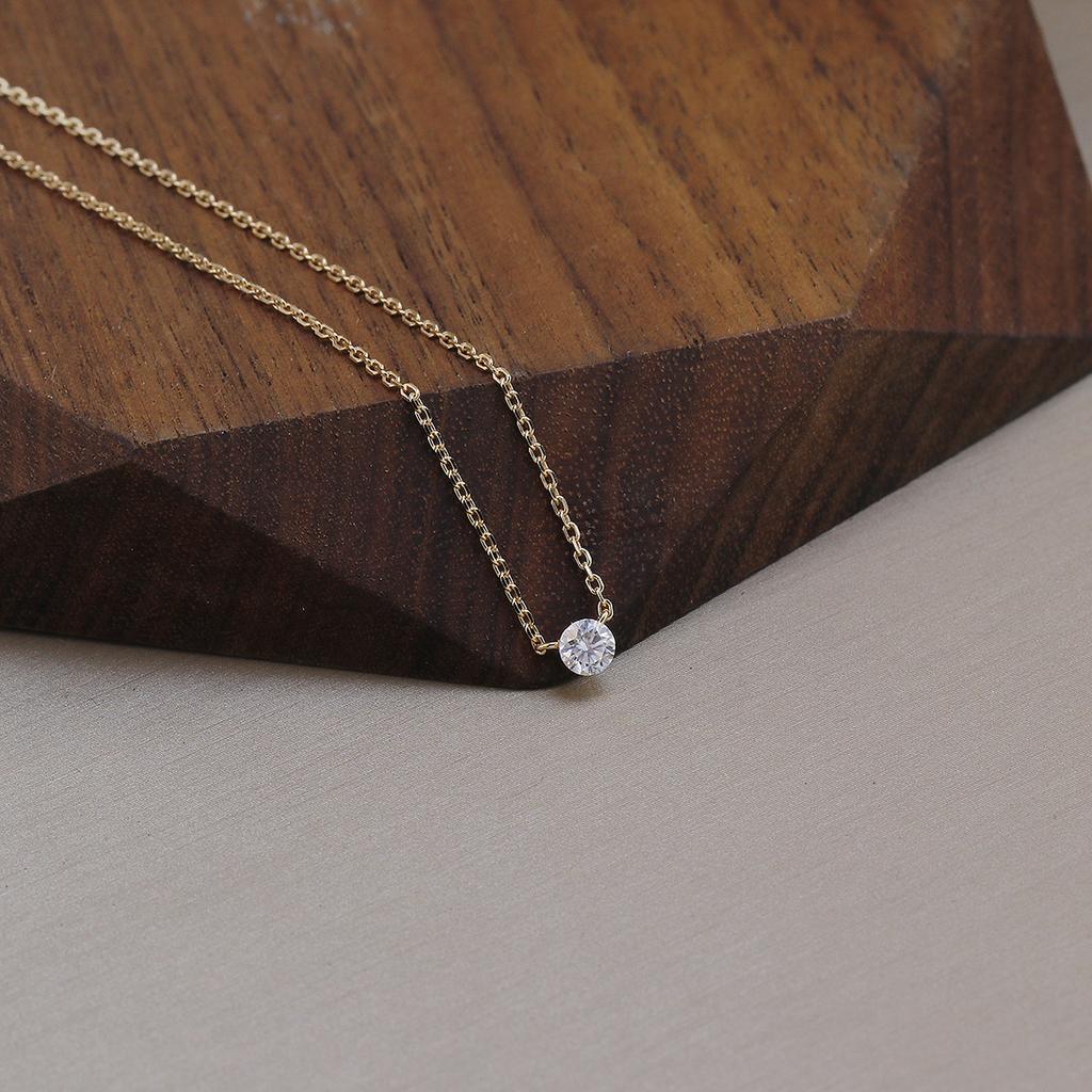 Mini 5mm/4mm D Moissanit Pravé Stříbro 925 Solitérní Přívěsek Náhrdelník Dámské Klíční kosti Náhrdelníky Svatební Večírek Šperky