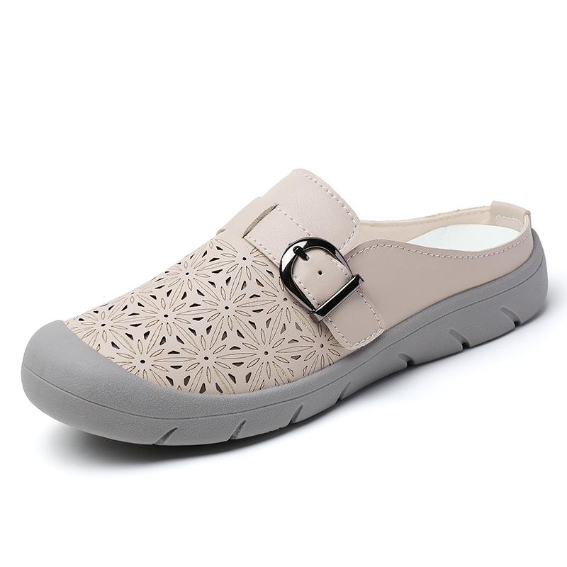 Fashion New Women's Slippers Half Packed Soft Bottom Hollow Out Waterproof Non-Slip Summer Shoes For Middle-Aged And Elderly