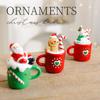 Christmas Resin Santa Claus Ornament With Gingerbread Snowman And Elder Tea Cup For Holiday Decor