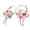 Les Trésors De Lily [N7241] - Créoles Créateur 'Liberty' blanc doré multicolore