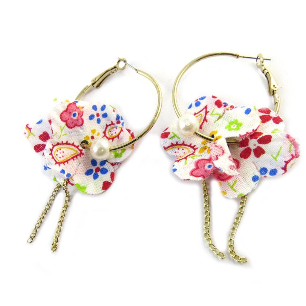 Les Trésors De Lily [N7241] - Créoles Créateur 'Liberty' blanc doré multicolore
