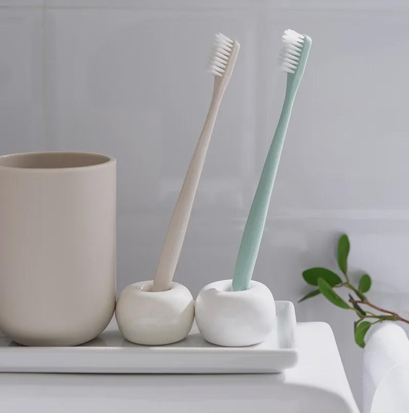 Japanese-Style Soft Bristle Toothbrush Set for Adults with Protective Covers, Small Head, 10 Pieces