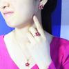 Purple Gold Color Gold Inlaid Redstone Flower Earrings Fashion Temperament Rose Gold Plated Earrings