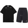 Dyed Letter Logo Print Fashion Trendy Versatile Round Neck Pullover Short Sleeve Mid Waist Tied Shorts Casual Sports Suit YHSU189-1+AKST543-3