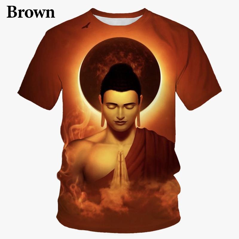 Letní pánské tričko 3D tisk Náboženské tričko s tváří Buddhy Shakya Muni Buddhismus Móda Ležérní Tričko s kulatým výstřihem a krátkým rukávem