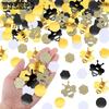 360pcs Bee Confetti Golden Glitter Yellow Black Circle Honeycomb Hexagon Confetti for Bee Themed Party Baby Shower Birthday Table Decoration
