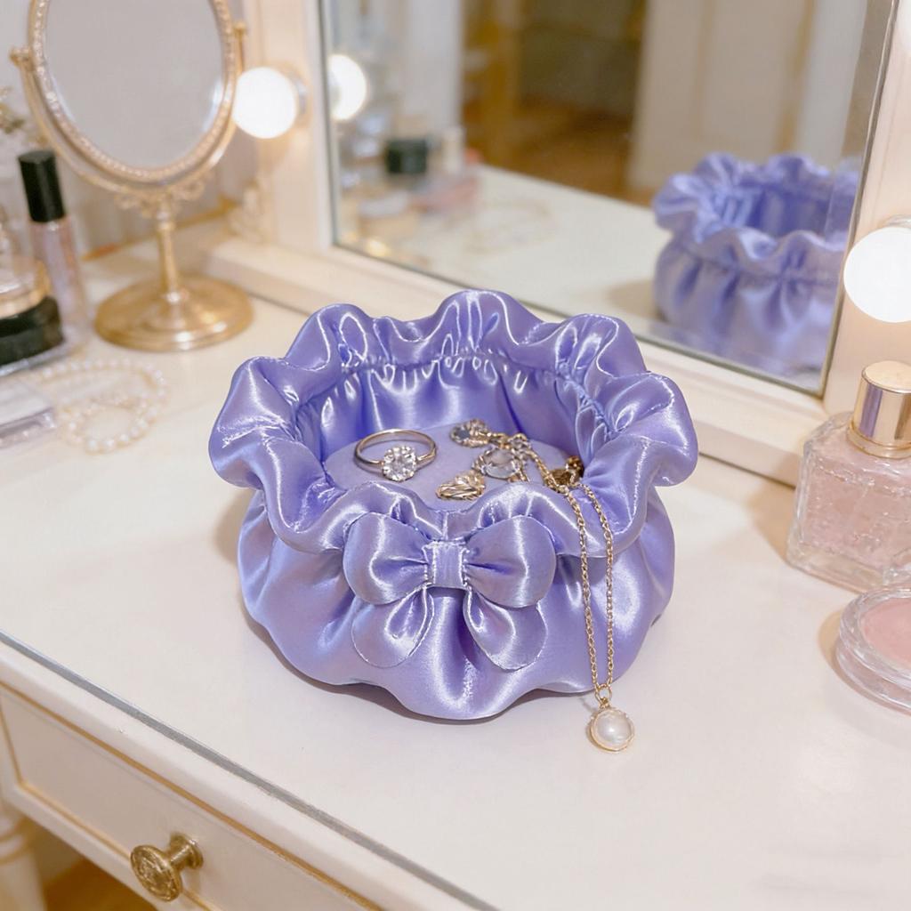 Petal-Shaped Bow Decorative Boxes 3D Printed Satin Finish Desktop Organizers Cute Sweet Desktop Storage for Jewelry & Stationery