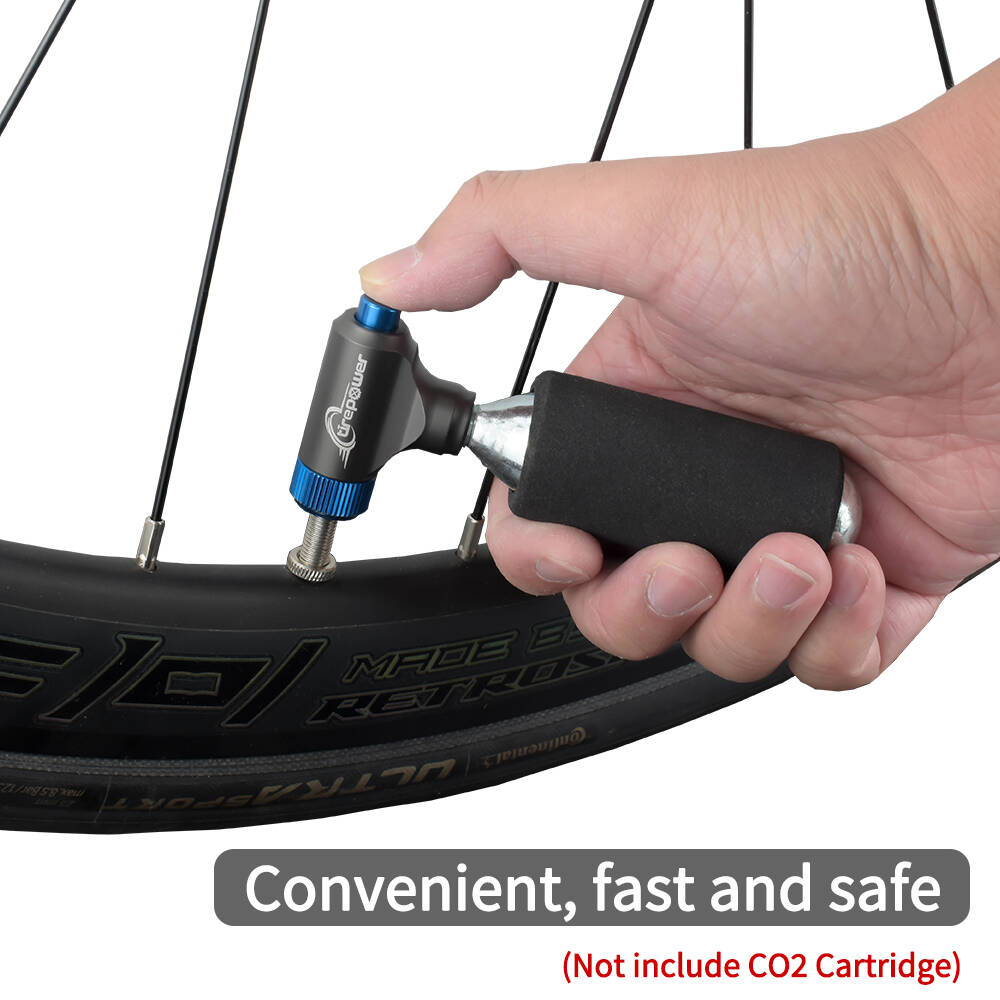 Ctrepower Aluminum Alloy CO2 Bike Tire Inflator Quick Push Button Release Fits Presta & Schrader Valves for Road & Mountain Bike