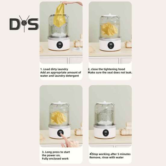 Mini Washing Machine Portable Underwear Washer Digital Display Large Capacity Rechargeable Compact Cordless Socks Laundry Machine