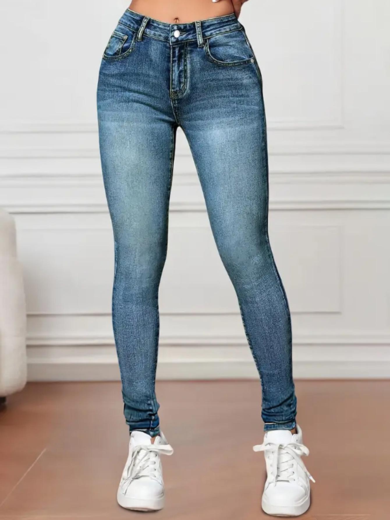 

Spring/Summer 2026 Classic Skinny Stretch Jeans, Slim Fit Large павлин голубой