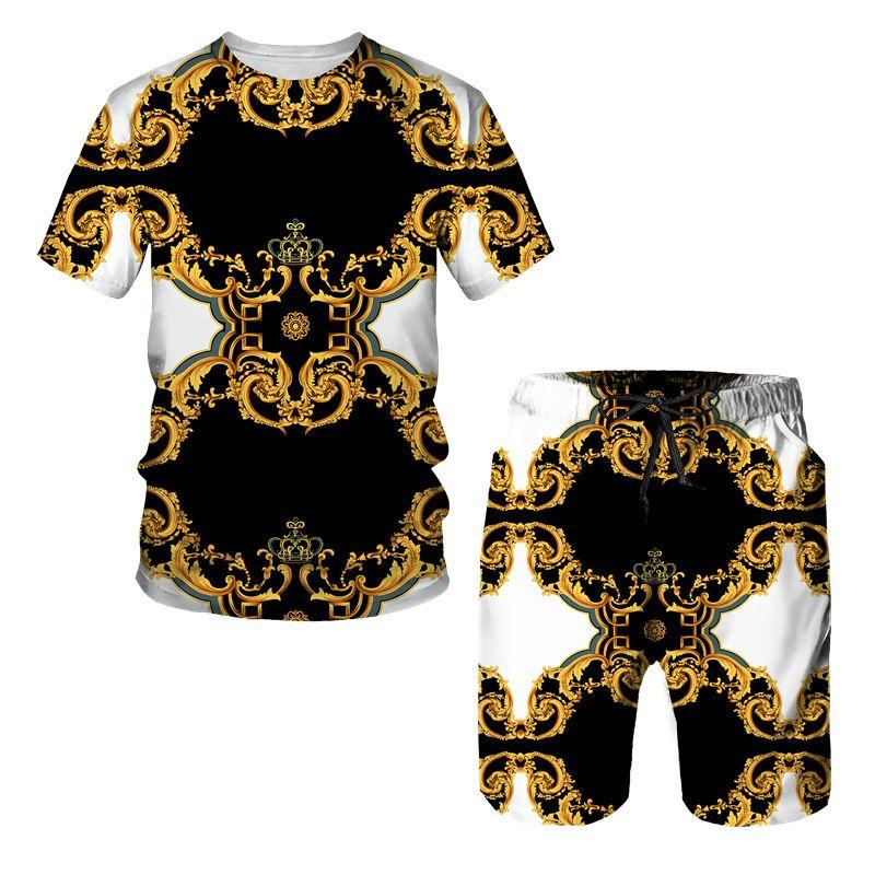 2025 Sommermode T-Shirt Set Tägliche Outdoor-Strandshorts Herren Kurzarm T-Shirt und Shorts Set Sommer 3D Gedruckt