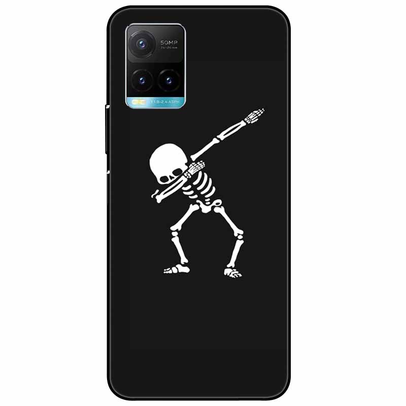 Für vivo Y33s Hülle Y 33s Silikon Weich Bemalt Katze Schwarze Hüllen für Vivo V2109 Y33S Rückseite TPU Hülle für VIVOY33s Cartoon