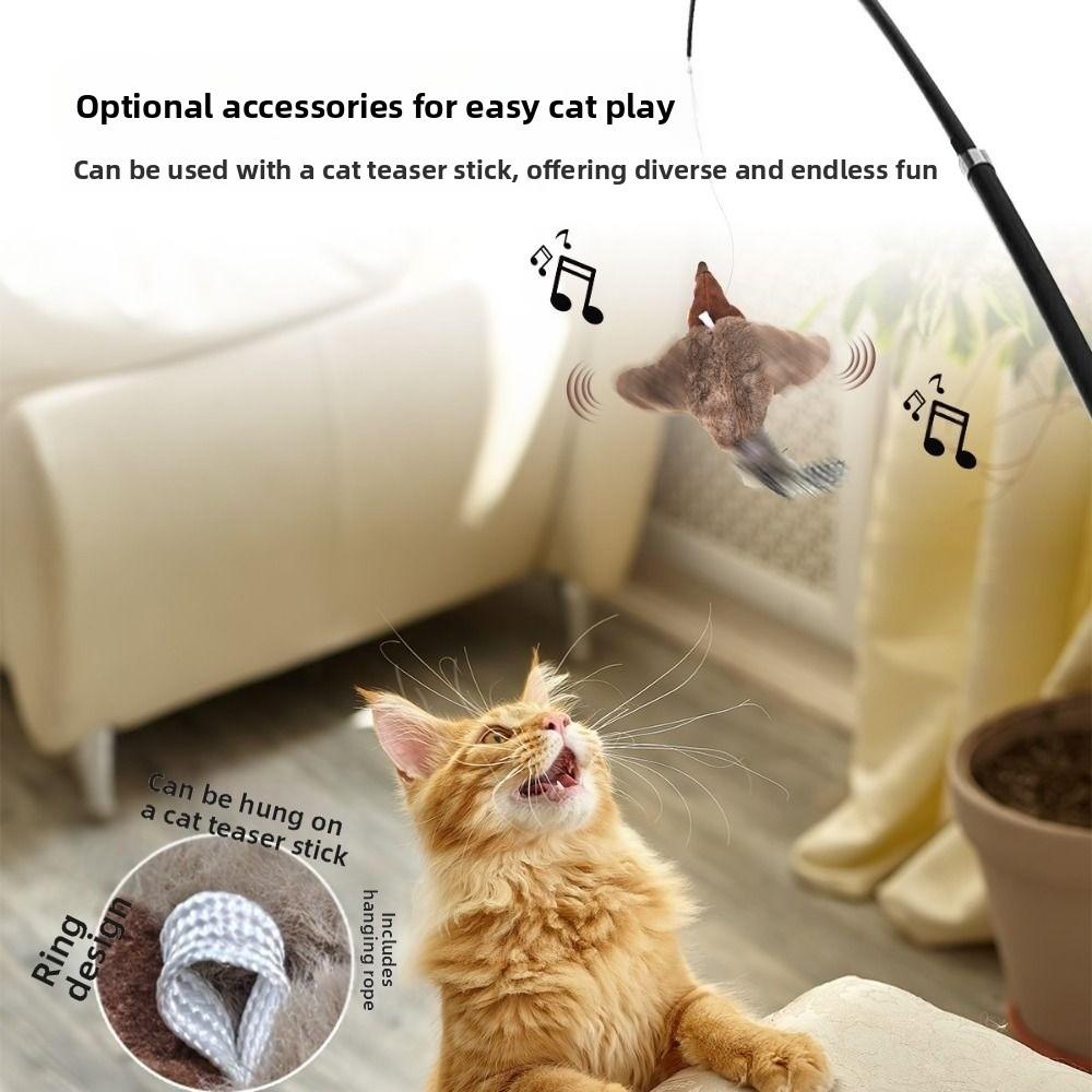 Electronic Flapping Bird Cat Toy Hangable Vivid Chirping Interactive Cat Toys Touch-Activated USB Simulated Bird Cat Toy
