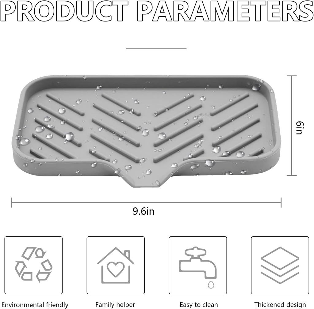 Kitchen Sink Organizer: Silicone Faucet Mat For Soap Dispenser, Waterproof Countertop Storage Tray, Sink Splash Guard Pad