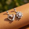 Crystal Dangling Heart Zircon Stainless Steel Navel Belly Button Piercing Jewelry For Women