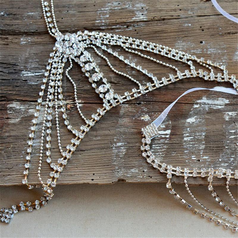 Stylish Multi-Layer Rhinestone Fringed Shoulder Chain, Bridal Wedding Ladies Crystal Shiny Shoulder Chain Women
