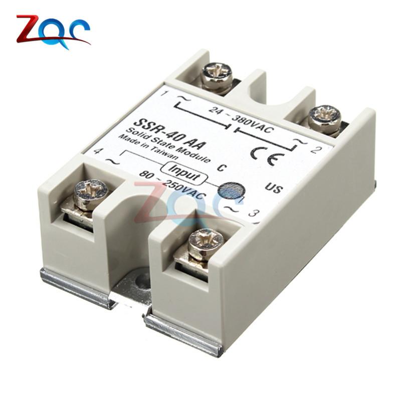 Solid State Relay SSR-10AA SSR-25AA SSR-40AA 10A 25A 40A AC Control Relais 80-250VAC TO 24-380VAC SSR 10AA 25AA 40AA Heat Sink