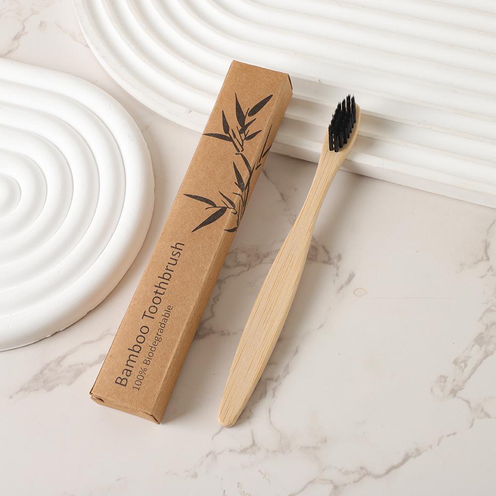 Ready Stock Fast Shipping Custom Kids Soft Natural BPA Free Biodegradable Kraft Box Bamboo Toothbrush