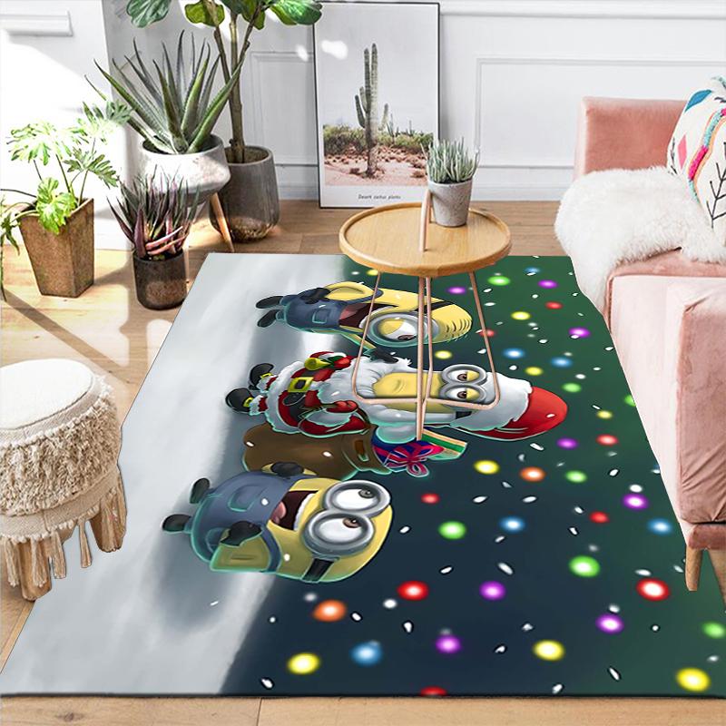 1Pc Christmas Minion Celebration Rug Office Carpet Indoor Outdoor Doormat Nonslip Soft And Comfortable Living Room Christmas Halloween Gift D91844