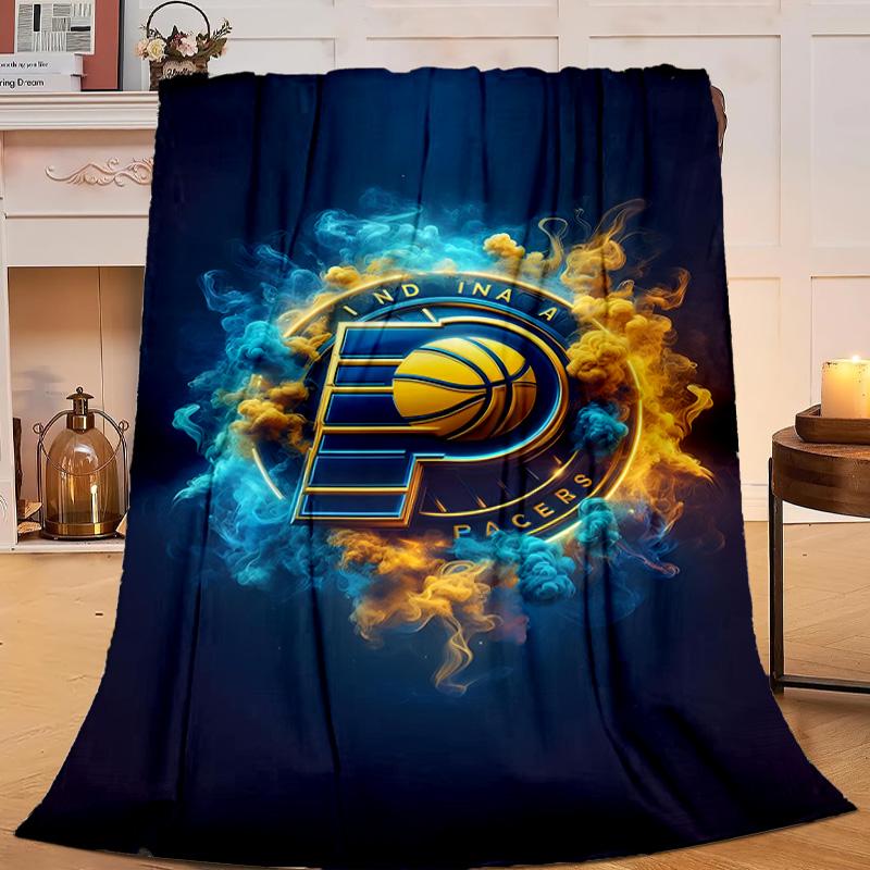 basketball Pacers Neon Art Blanket Flannel Throw for Sofa, Travel, Camping, Livingroom, Office, Chair and Bed Soft and Warm Holiday gifts