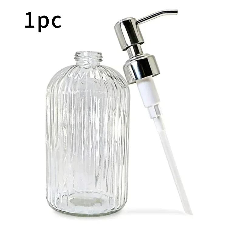 Transparent Glass Soap Dispenser, Suitable for Both Kitchen and Bathroom Use, Hand Sanitizer, Shower Gel, Shampoo Bottle, Reusab