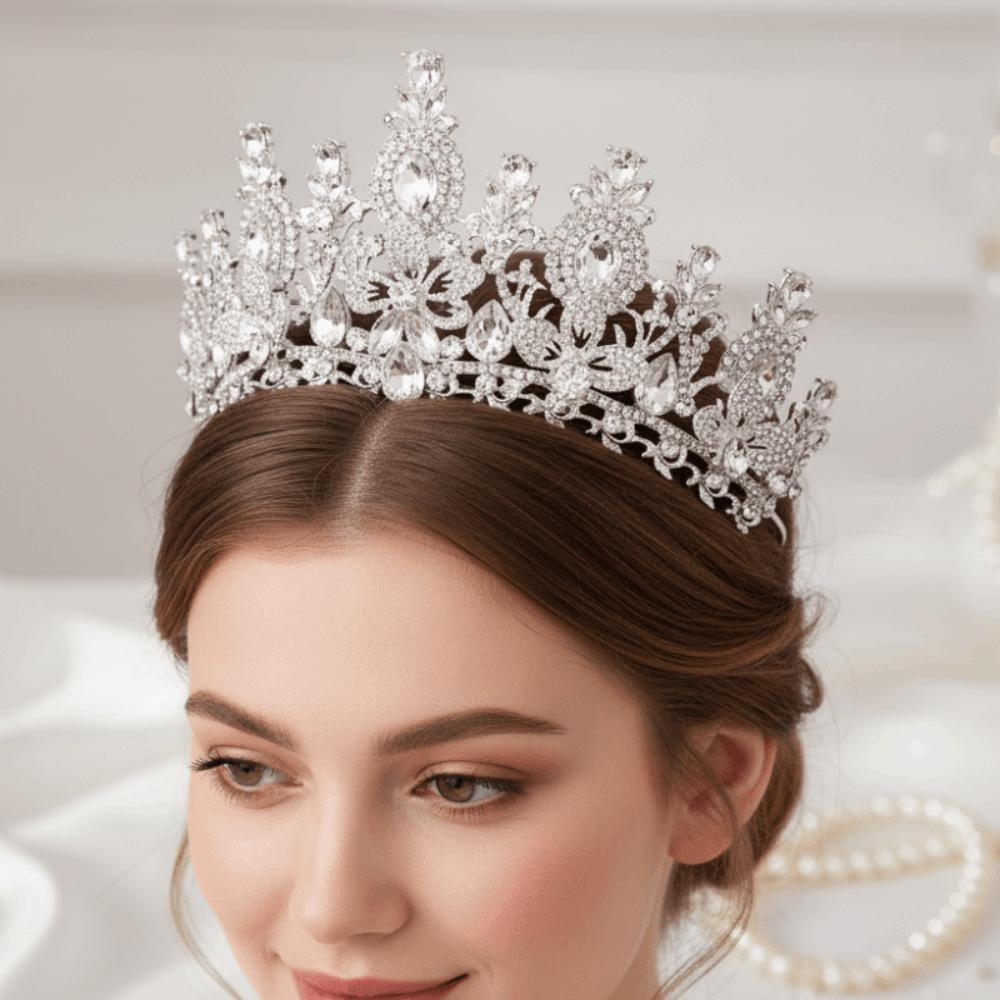 Handmade Crystal Crown Exquisite Baroque Headpiece Rhinestone Headband Bridal Tiara Bridesmaid