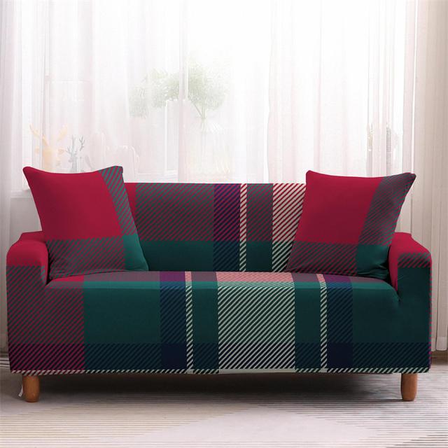 Striped Plaid Printed Couch Cover Sofa Cover For Living Room Elastic L -Shape Anti -Fouling Slipcovers Pets Chaselong Protector