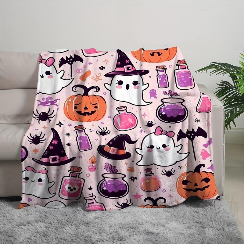 Halloween Ghost Pumpkin Blanket Cute Blanket Soft and Warm Bed Blanket Sofa Bedding Living Room Home Decoration Blankets