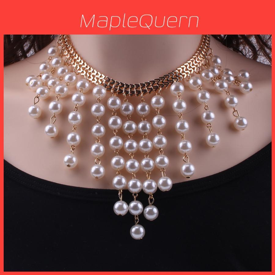 Pearl Necklace For Women Geometric Multilayer Vintage Fashion Jewelry Gift