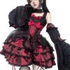 In-Stock Rose Butler Black & Red Strappy Lolita JSK Dress - Cute Two-Dimensional Sweet & Spicy Cosplay Outfit