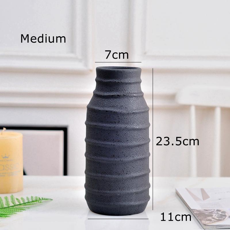 Chinese Zen Ceramic Vase Black Flower Vase Buddhist Ornamnet Stone Vase Grain Home Decor Tabletop Hydroponic Pot