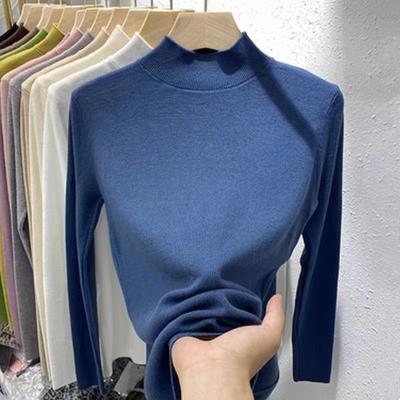 Podzimní a zimní základní svetr s polovičním vysokým límcem Dámský svetr Slim fit Dlouhý rukáv Pletené svetry Dámské topy Módní ležérní Slim fit Pulovry 25674