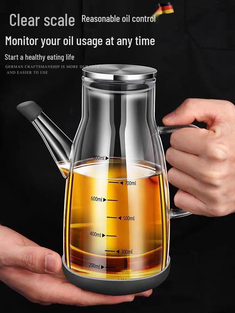High Borosilicate Non-Drip Glass Oil Pot with Eagle Spout for Oil, Soy Sauce, and Vinegar