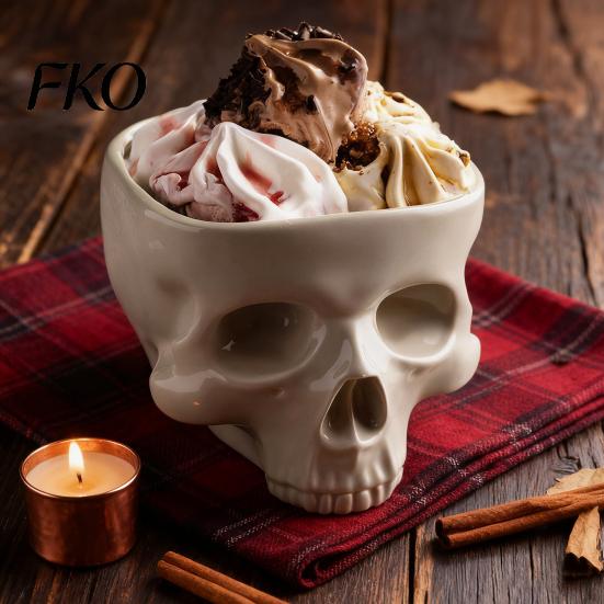 Bar Nut Holder Halloween Skull Candy Bowl Gothic Ceramic Portable Skeleton Head Style Home Decor Dining Table Ornament Party