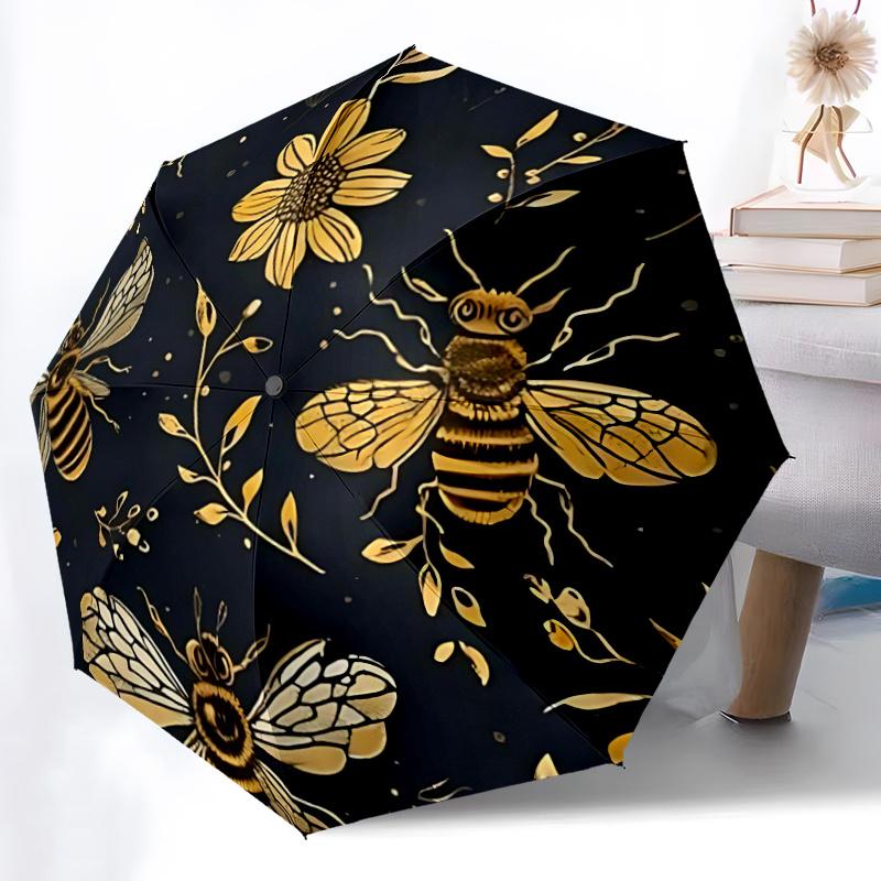 1pc Bee FloralAutomatic Open/close Umbrella, 8-Rib Sturdy Structure, Portable Travel Umbrella, Parties, Everyday Usec106