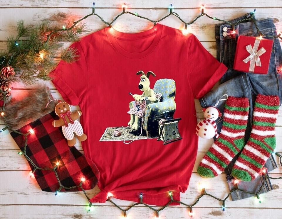 Vtg Wallace and Gromit Cartoon Funny Heavy Cotton S5XL Unisex Red Shirt L