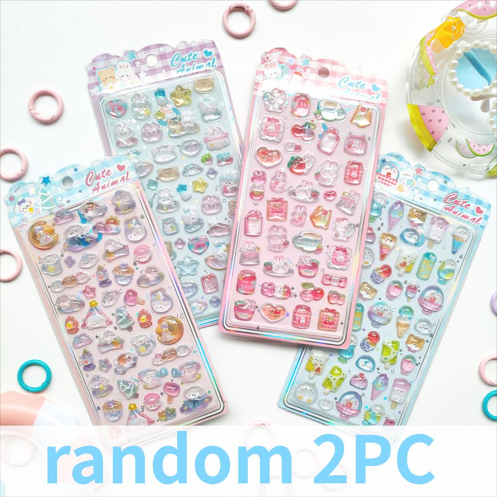 Fun Animal Tea Time Embossed Stickers - Rabbit Cat Afternoon Tea Sweet 3D Decor for Journal Diary DIY Kawaii Materials