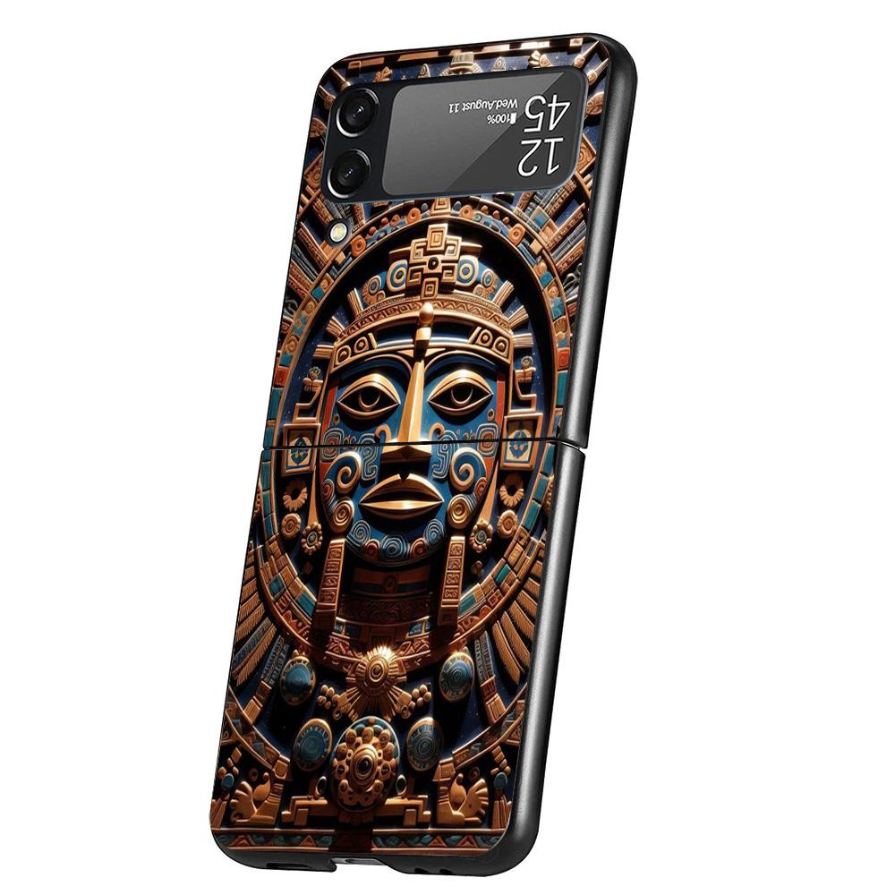 Mayan Stone Totem Pole Phone Case For Samsung Galaxy Z Flip 7 6 5 4 3 5G Cover ZFlip7 ZFlip6 ZFlip4 ZFlip5 ZFlip3 Coque Fundas G