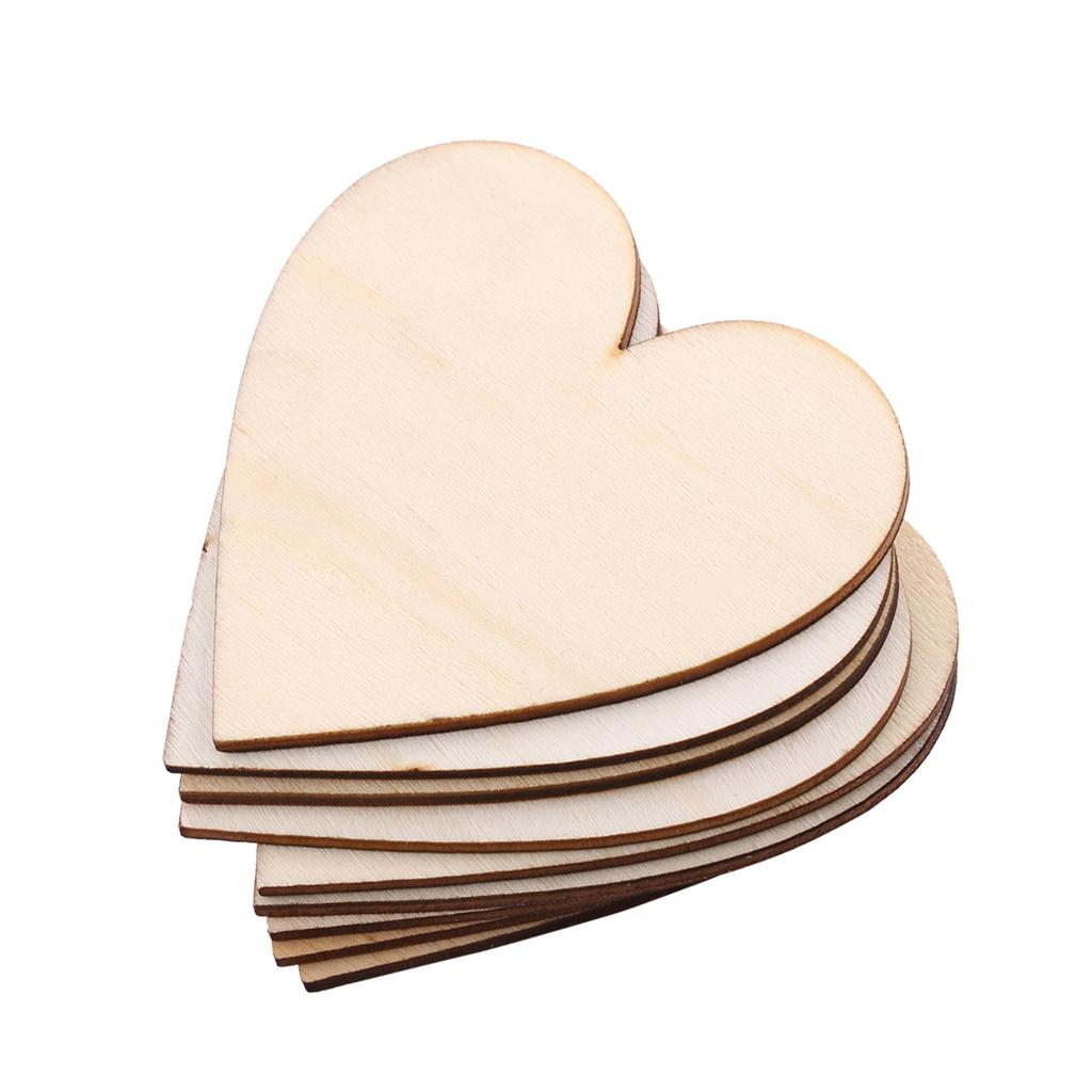 Love Heart Shape Wooden Embellishment for Weddings Plaques Decoration(80mm 10pcs)