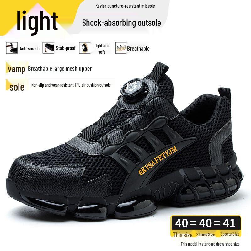 

Men s Steel Toe Rotating Buckle Work Shoes: Anti-Smash & Puncture-Resistant with Elastic Band