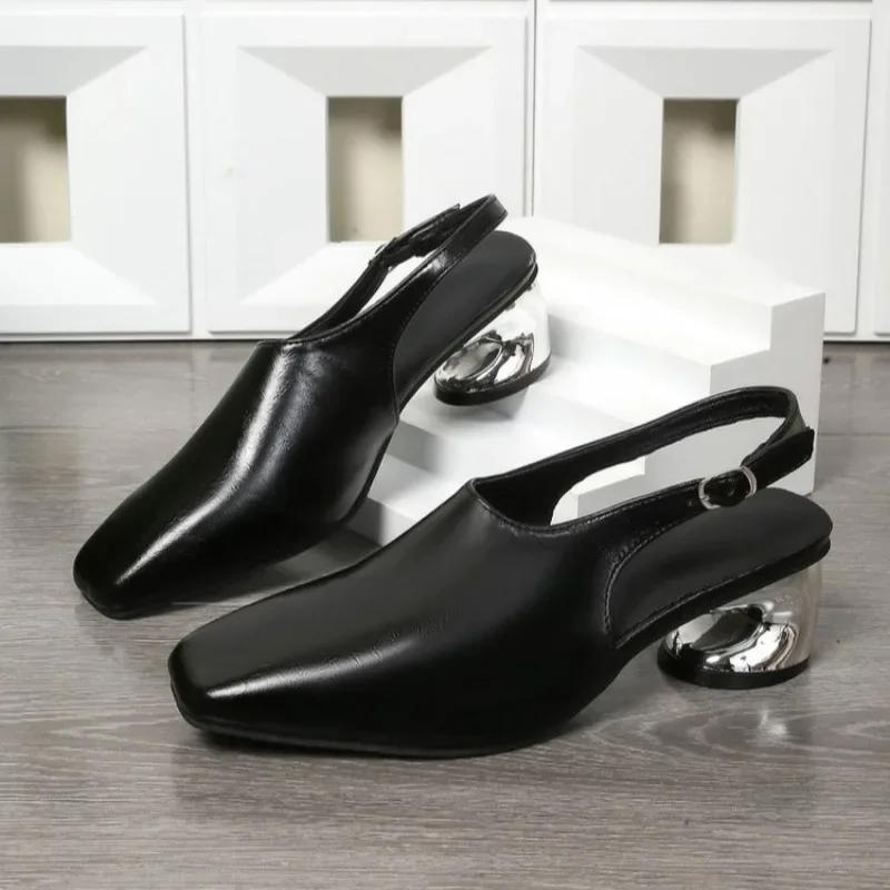 

Модные европейские и американские сандалии женские с широкой стопой, легкие, в зарубежном стиле, высококлассные, с открытой пяткой 38 чёрный