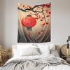 Cherry Blossom and Red Lantern Tapestry  Oriental Aesthetic Home Decor Cozy Living Room Wall Art