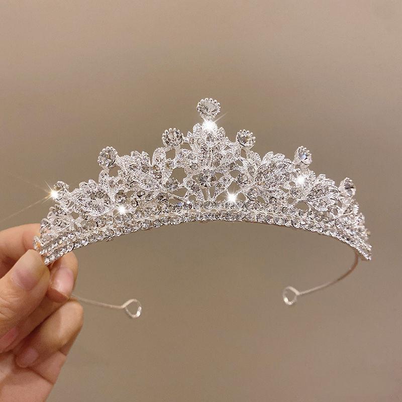

Korean Style Diamond Bridal Crown: Elegant Wedding & Evening Headband серебряный