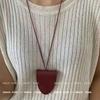 Neck magnetic leather glasses bag Neck card bag Unisex portable long chain key bag Sunglasses storage bag