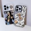 Pirate King Apple iPhone Case: Compatible with 12/13/14/15/16 Pro Max, Luffy & Zoro Design, Silver Protective Cover