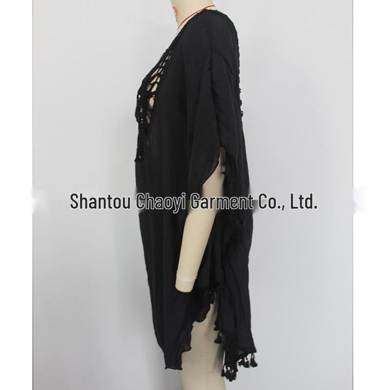 Hand-Crocheted European & American Beach Tassel Cover-Up Dress
