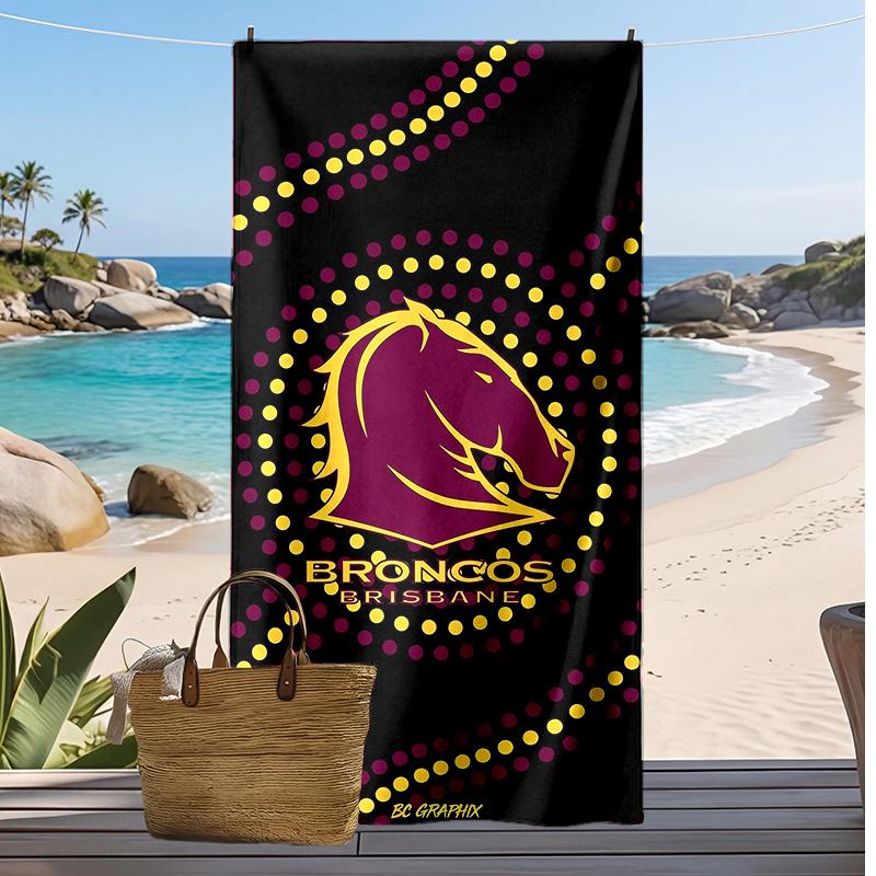 Brisbane Broncos Print Beach Towel Soft Portable Quick?dry Towel For Pool Summer Vacation Outdoor Sport