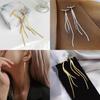 Long Alloy Earrings With Chain Tassel Design For Modern Unisex Fashion And Party Accessory