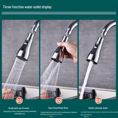Universal Kitchen Faucet Extension with Scraper & Washer, Slim Waist Outlet, Pull-Out Sprayer for Sink & Vegetable Wash